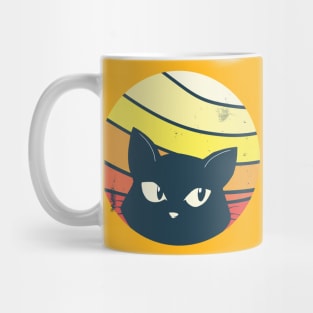 vintage cat with retro sunset Mug